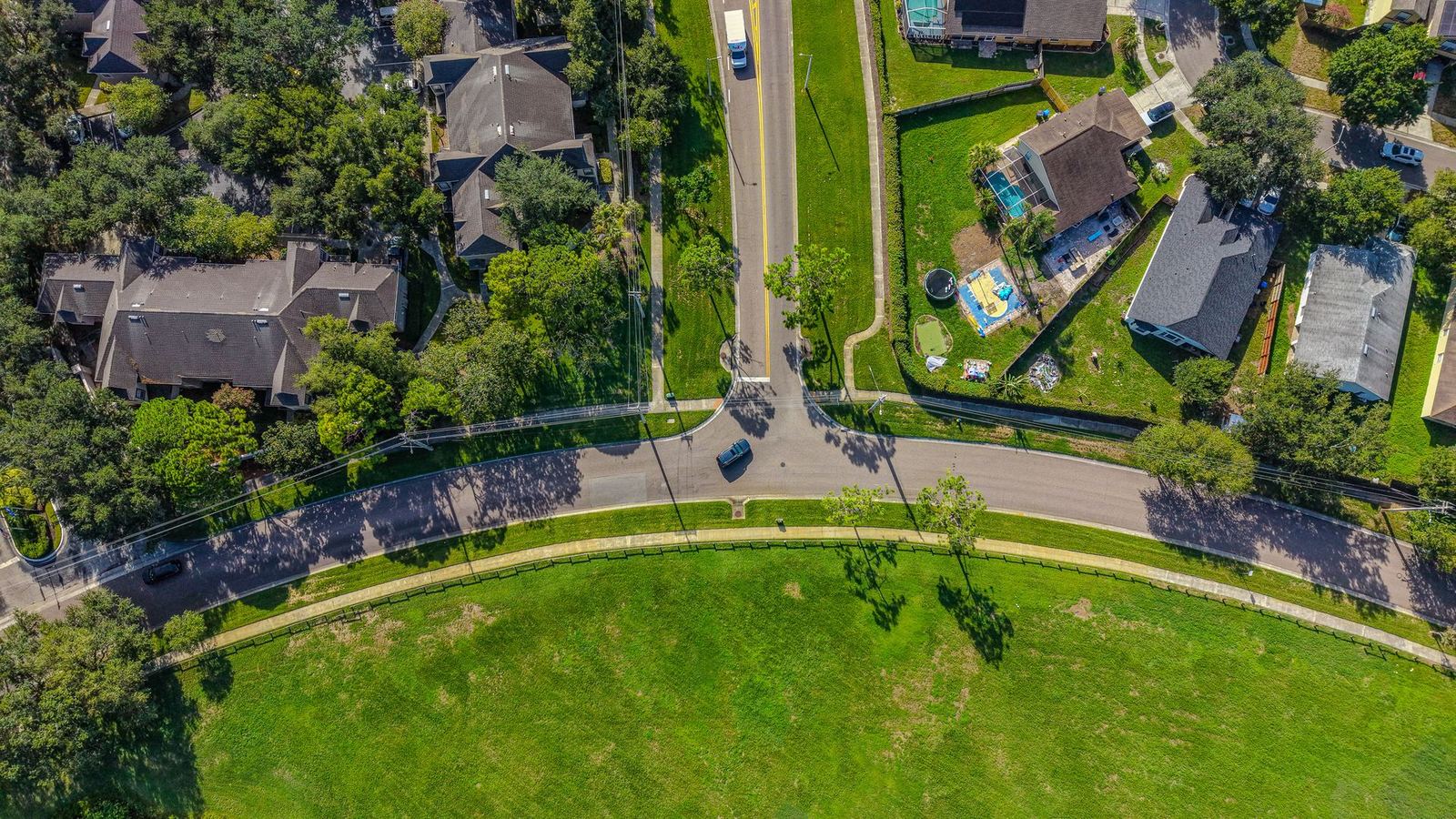 Aerial view of a South Florida neighborhood