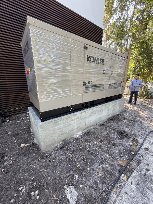 150 kW Kohler generator set on a new concrete pad